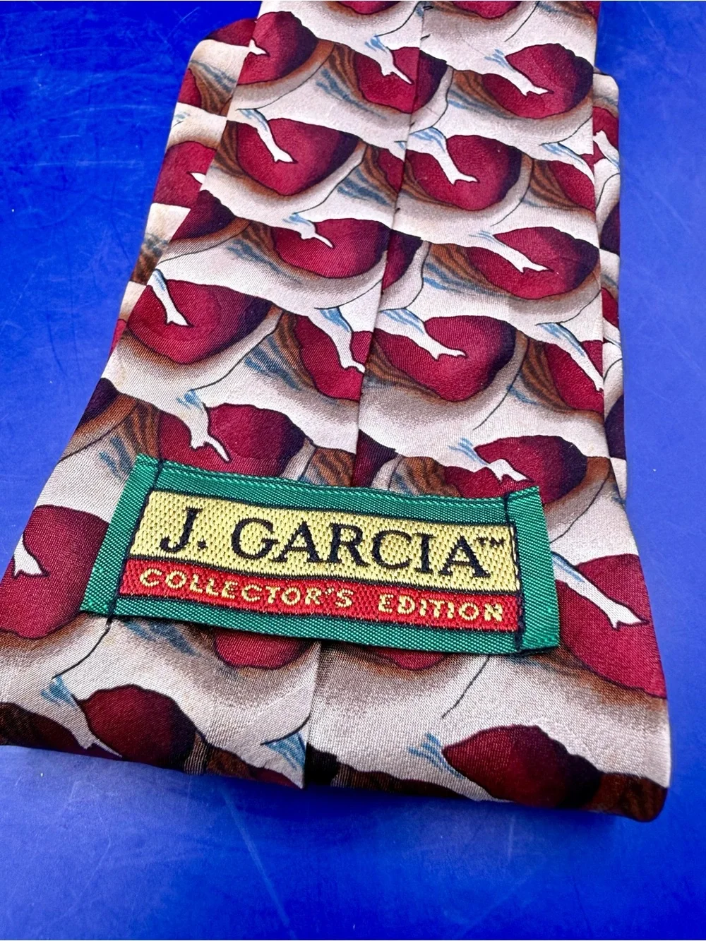 J Garcia Lot of 2 Silk Ties Red Abstract & Scales Coll 15
